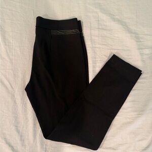 Black Pants with Leather Detail